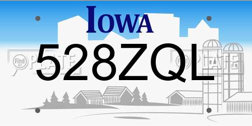 528ZQL Iowa License Plate