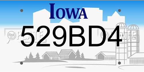 529BD4 Iowa License Plate