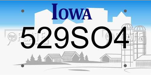 529SO4 Iowa License Plate