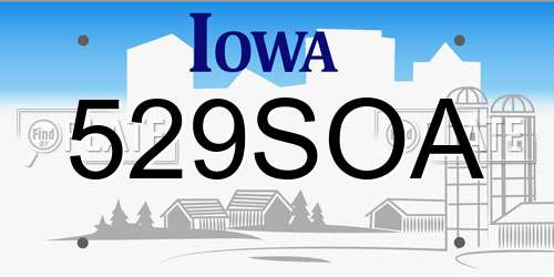 529SOA Iowa License Plate