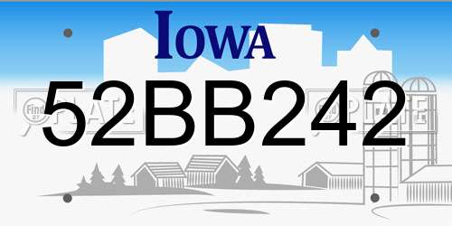 52BB242 Iowa License Plate