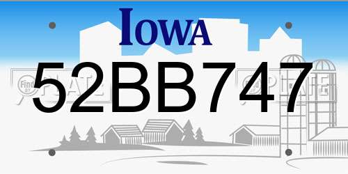52BB747 Iowa License Plate