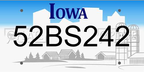 52BS242 Iowa License Plate