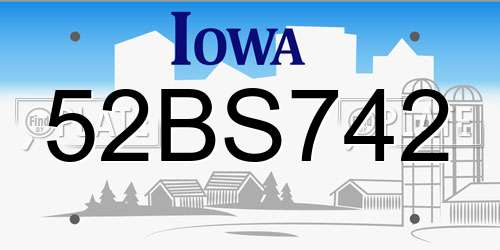 52BS742 Iowa License Plate
