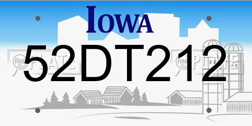 52DT212 Iowa License Plate