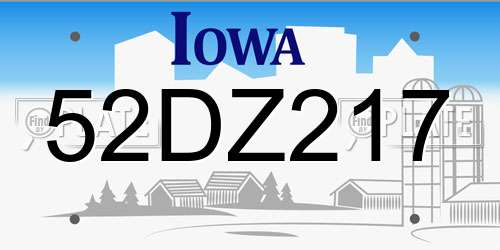 52DZ217 Iowa License Plate