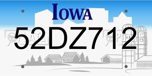 52DZ712 Iowa License Plate