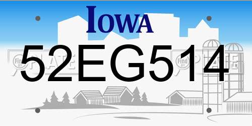 52EG514 Iowa License Plate