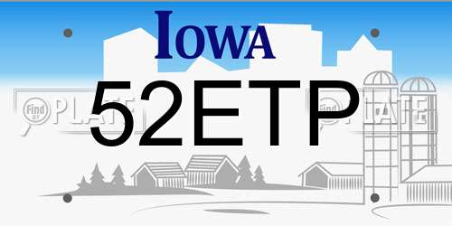 52ETP Iowa License Plate