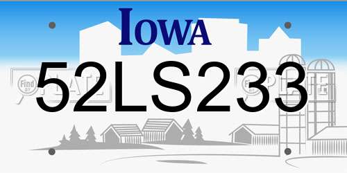 52LS233 Iowa License Plate