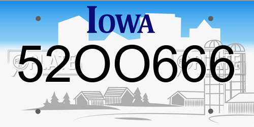 52OO666 Iowa License Plate