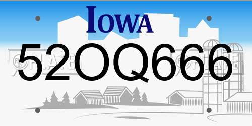 52OQ666 Iowa License Plate