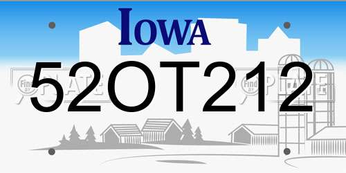 52OT212 Iowa License Plate