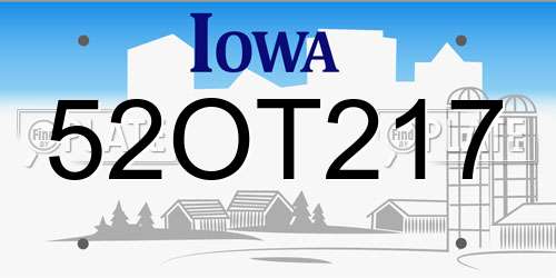 52OT217 Iowa License Plate