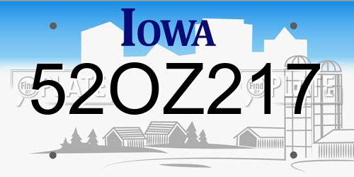 52OZ217 Iowa License Plate