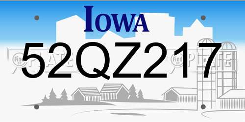 52QZ217 Iowa License Plate