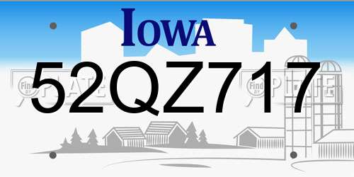 52QZ717 Iowa License Plate