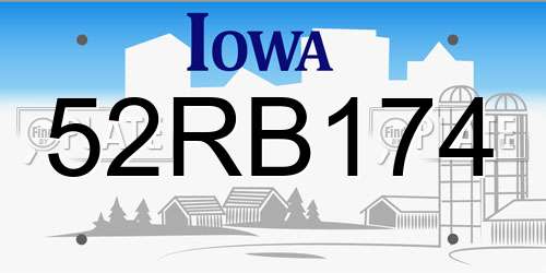 52RB174 Iowa License Plate