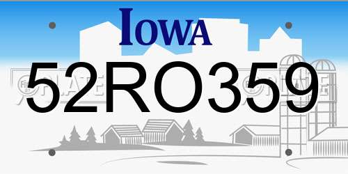 52RO359 Iowa License Plate