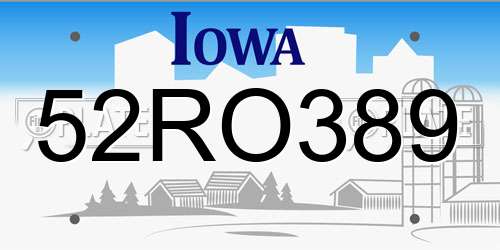 52RO389 Iowa License Plate