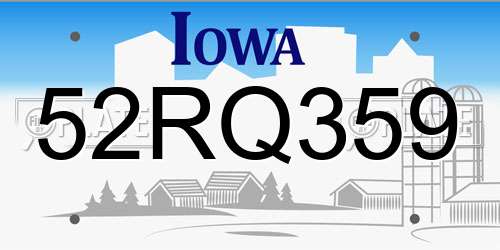52RQ359 Iowa License Plate
