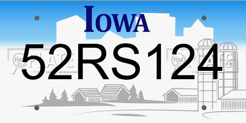 52RS124 Iowa License Plate