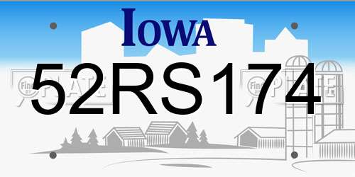 52RS174 Iowa License Plate