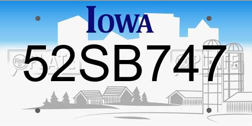52SB747 Iowa License Plate