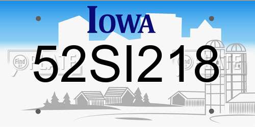 52SI218 Iowa License Plate