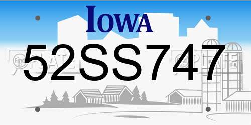 52SS747 Iowa License Plate
