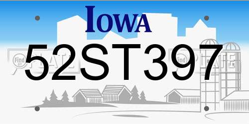 52ST397 Iowa License Plate