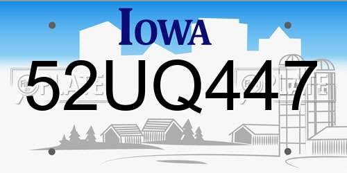 52UQ447 Iowa License Plate