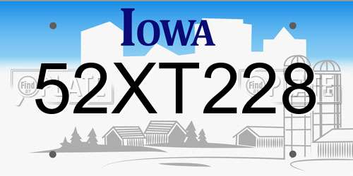 52XT228 Iowa License Plate