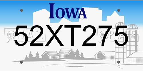 52XT275 Iowa License Plate