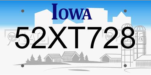 52XT728 Iowa License Plate