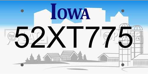 52XT775 Iowa License Plate