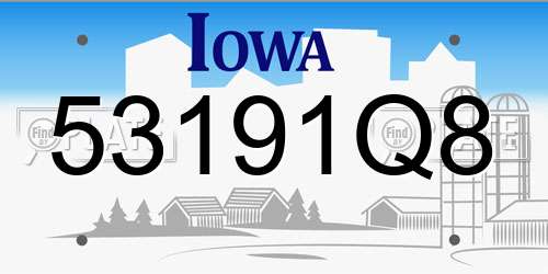 53191Q8 Iowa License Plate