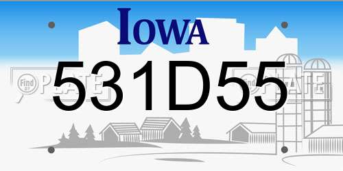 531D55 Iowa License Plate