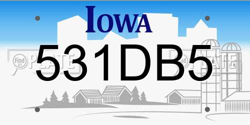 531DB5 Iowa License Plate
