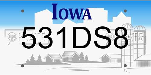 531DS8 Iowa License Plate