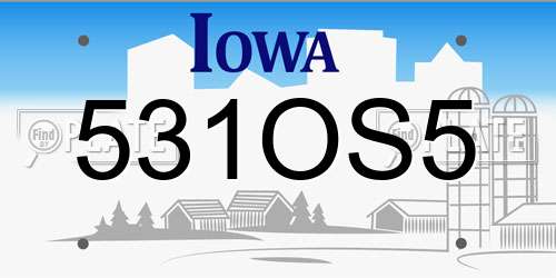 531OS5 Iowa License Plate