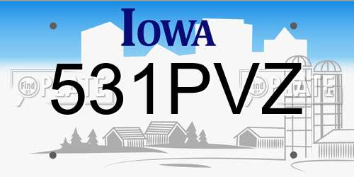 531PVZ Iowa License Plate