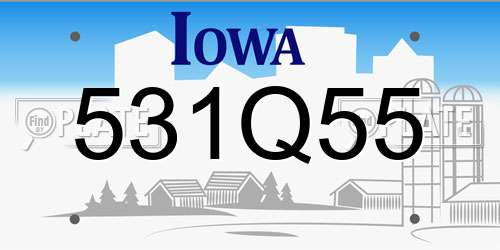 531Q55 Iowa License Plate
