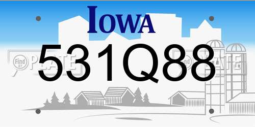 531Q88 Iowa License Plate