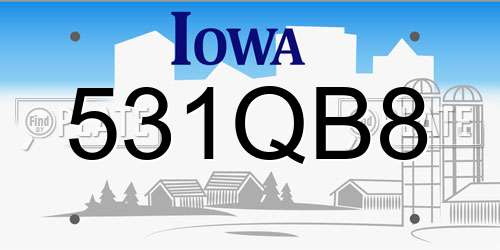 531QB8 Iowa License Plate