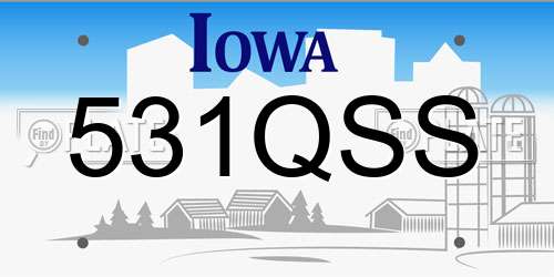 531QSS Iowa License Plate