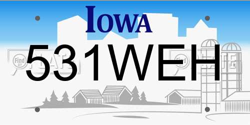 531WEH Iowa License Plate