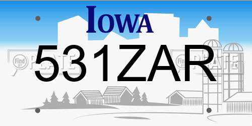 531ZAR Iowa License Plate