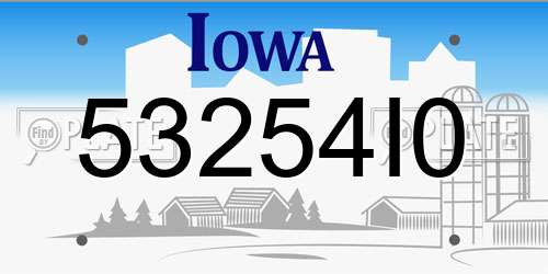 53254I0 Iowa License Plate