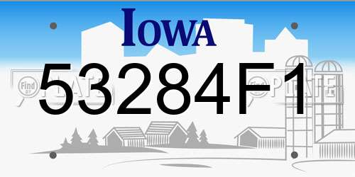 53284F1 Iowa License Plate